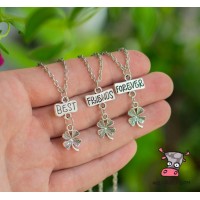 Кулон для троих друзей "Best Friends Forever. Клевер четырехлистник" Модель 2